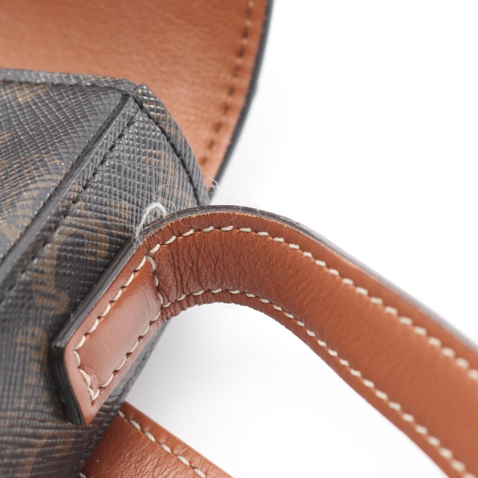Celine Shoulder Bag Triomphe Dark Brown Canvas Leather — view 7