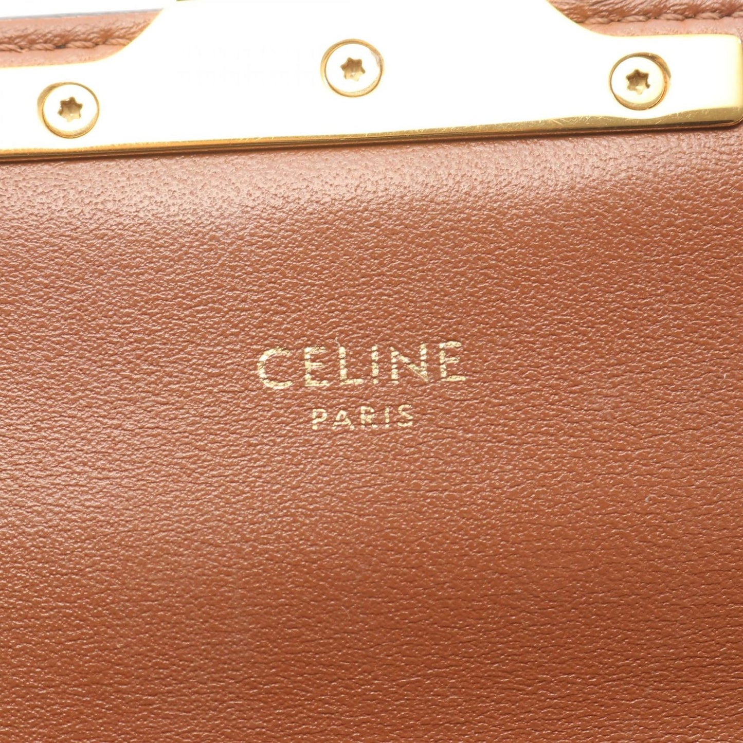 Celine Shoulder Bag Triomphe Dark Brown Canvas Leather — view 4