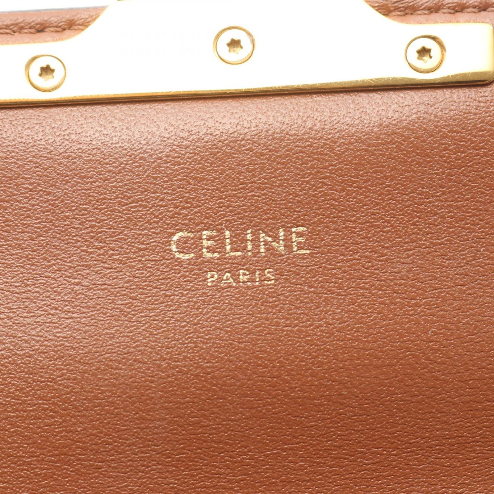 Celine Shoulder Bag Triomphe Dark Brown Canvas Leather — view 4