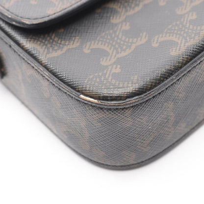 Celine Shoulder Bag Triomphe Dark Brown Canvas Leather — view 5