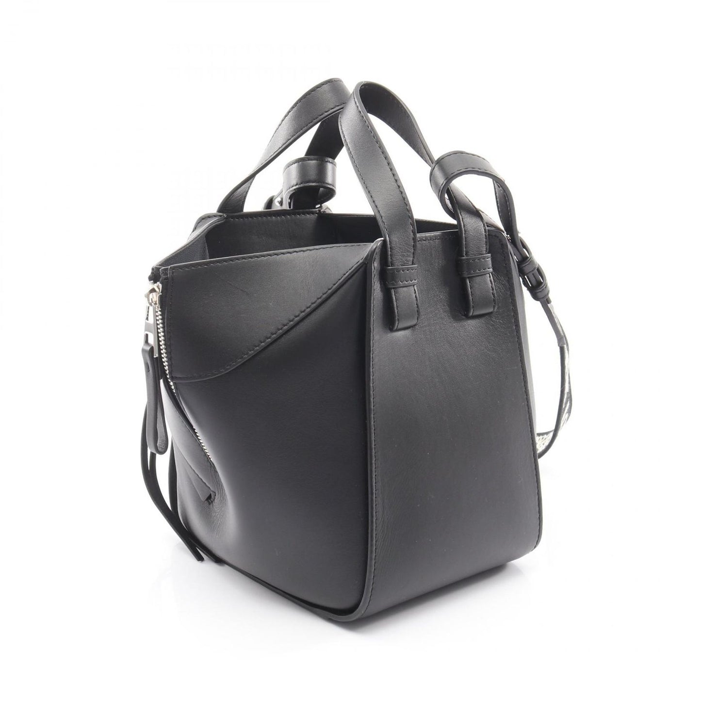 Loewe Handbag Hammock Bag Compact Black Leather Canvas 2-Way — view 2