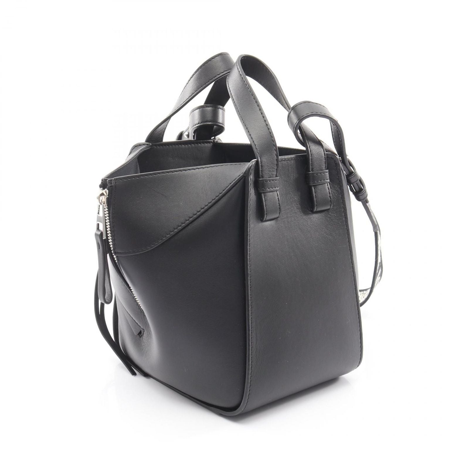Loewe Handbag Hammock Bag Compact Black Leather Canvas 2-Way — view 2