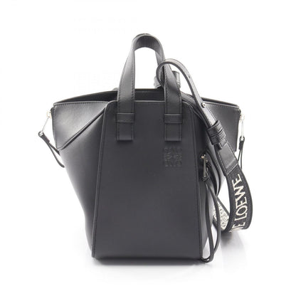 Loewe Handbag Hammock Bag Compact Black Leather Canvas 2-Way