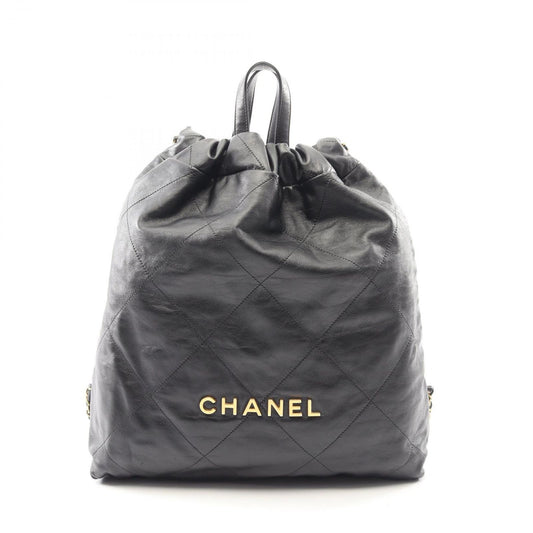 Chanel Backpack 22 Large Black Leather 22 Quilted Chain