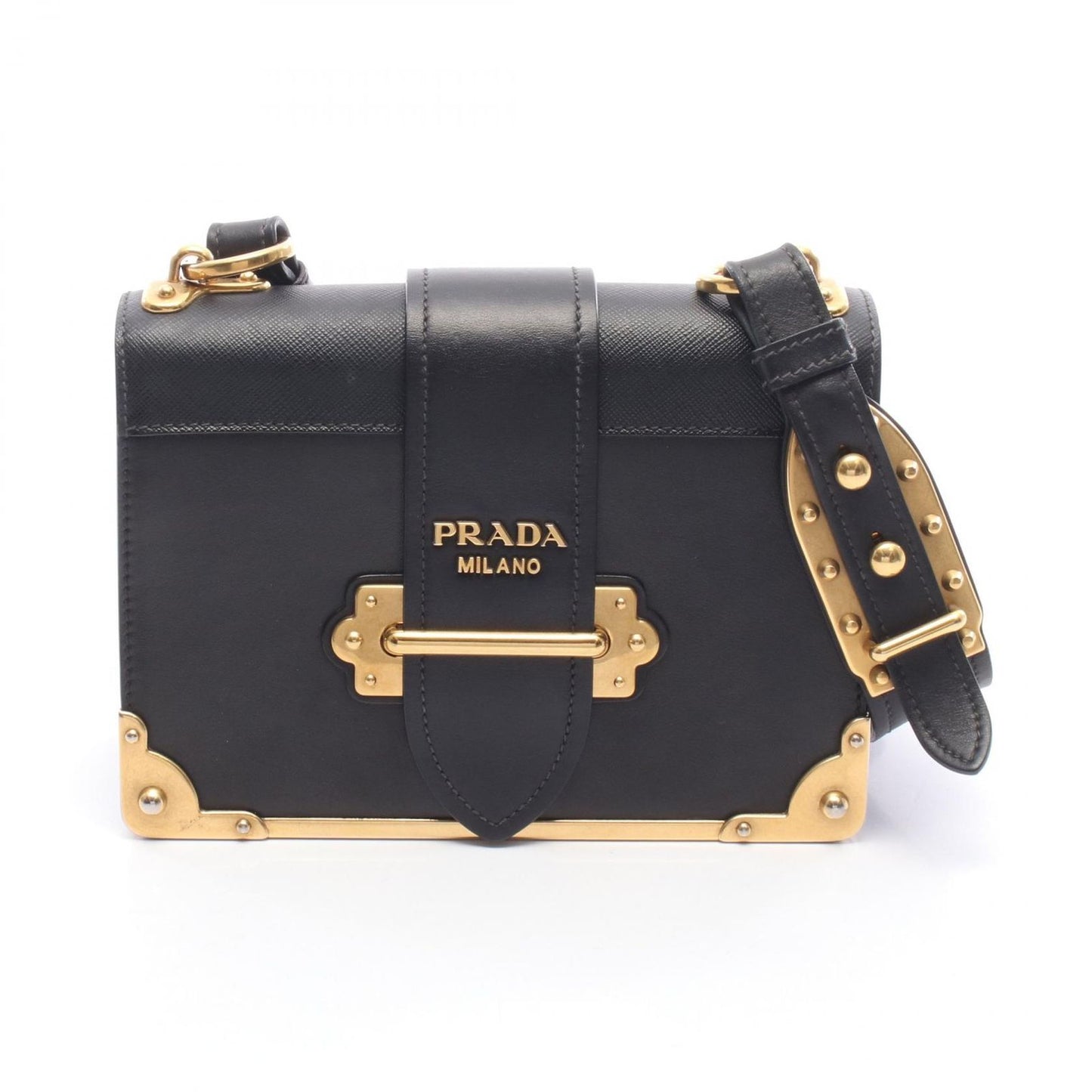 Prada Shoulder Bag Cahier Black Leather Saffiano
