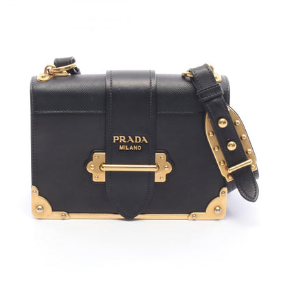 Prada Shoulder Bag Cahier Black Leather Saffiano