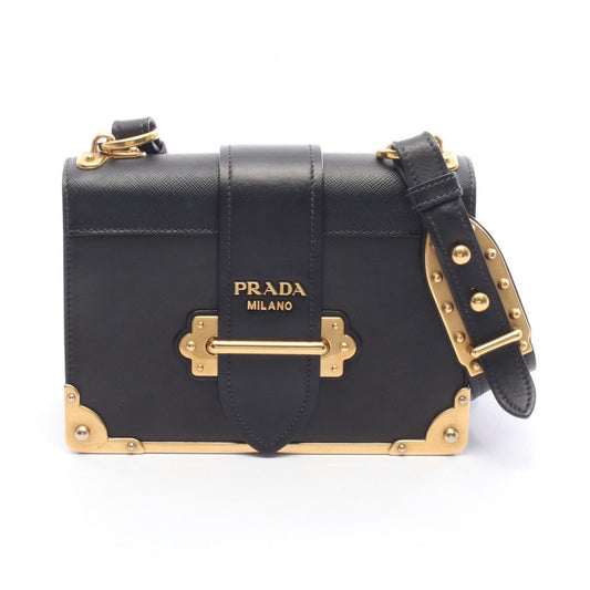 Prada Shoulder Bag Cahier Black Leather Saffiano