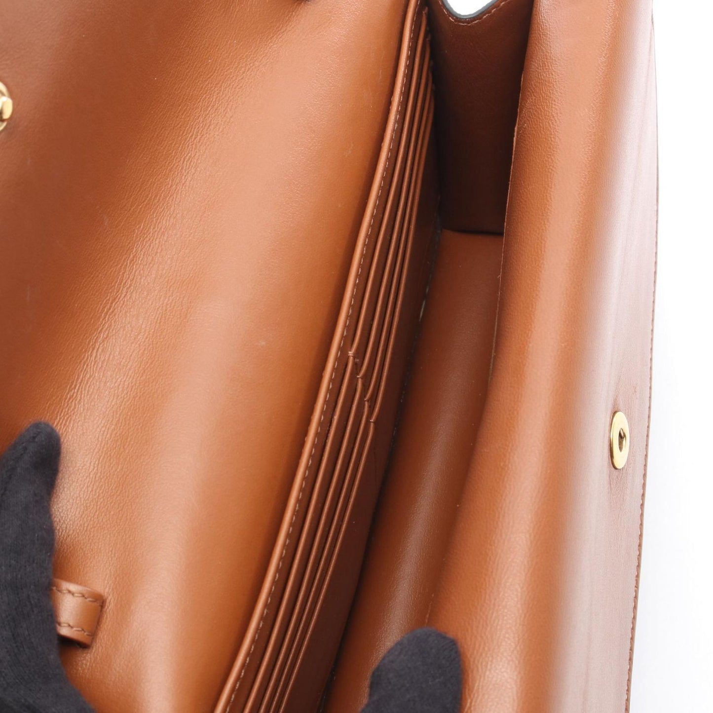 Celine Shoulder Bag Tan Triomphe Dark Brown Canvas Leather Wallet — view 4