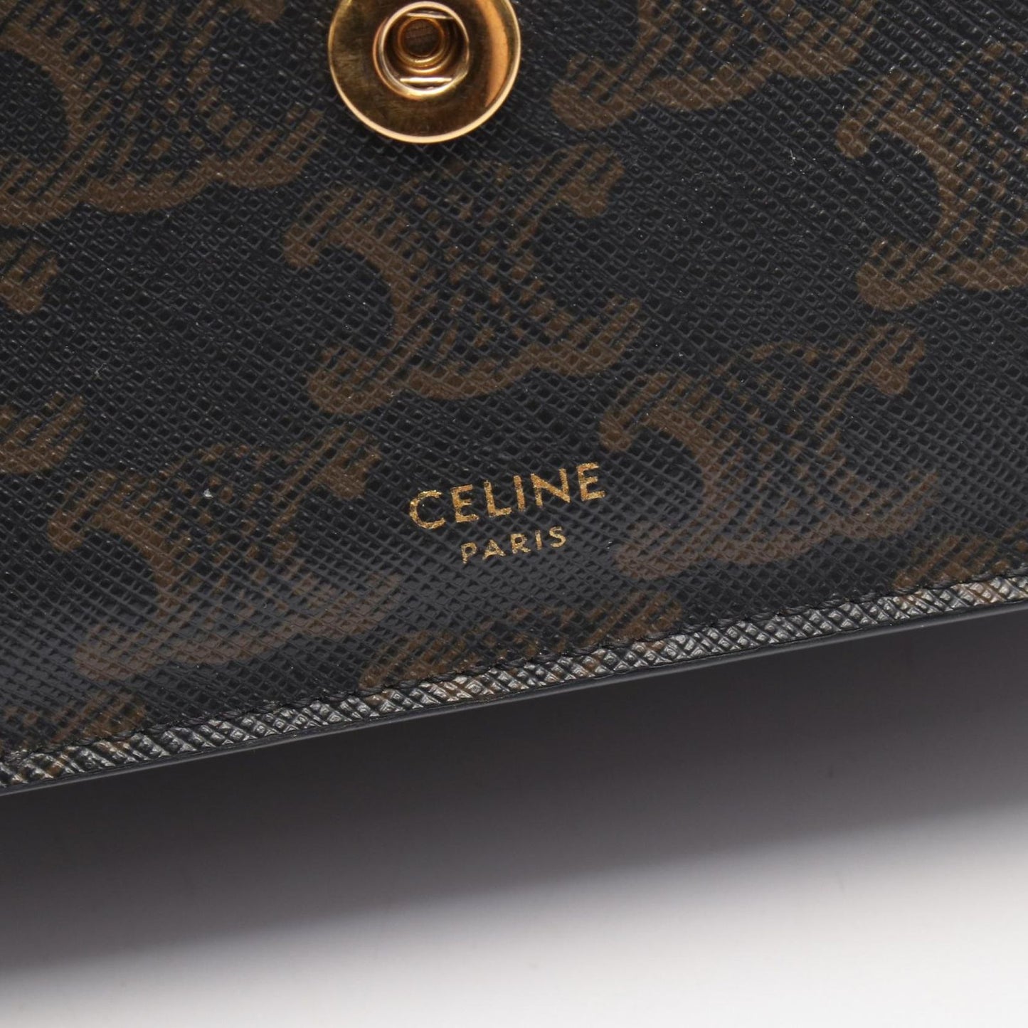Celine Shoulder Bag Tan Triomphe Dark Brown Canvas Leather Wallet — view 5