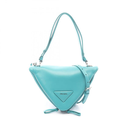 Prada Handbag Triangle 2-Way Blue Green Leather