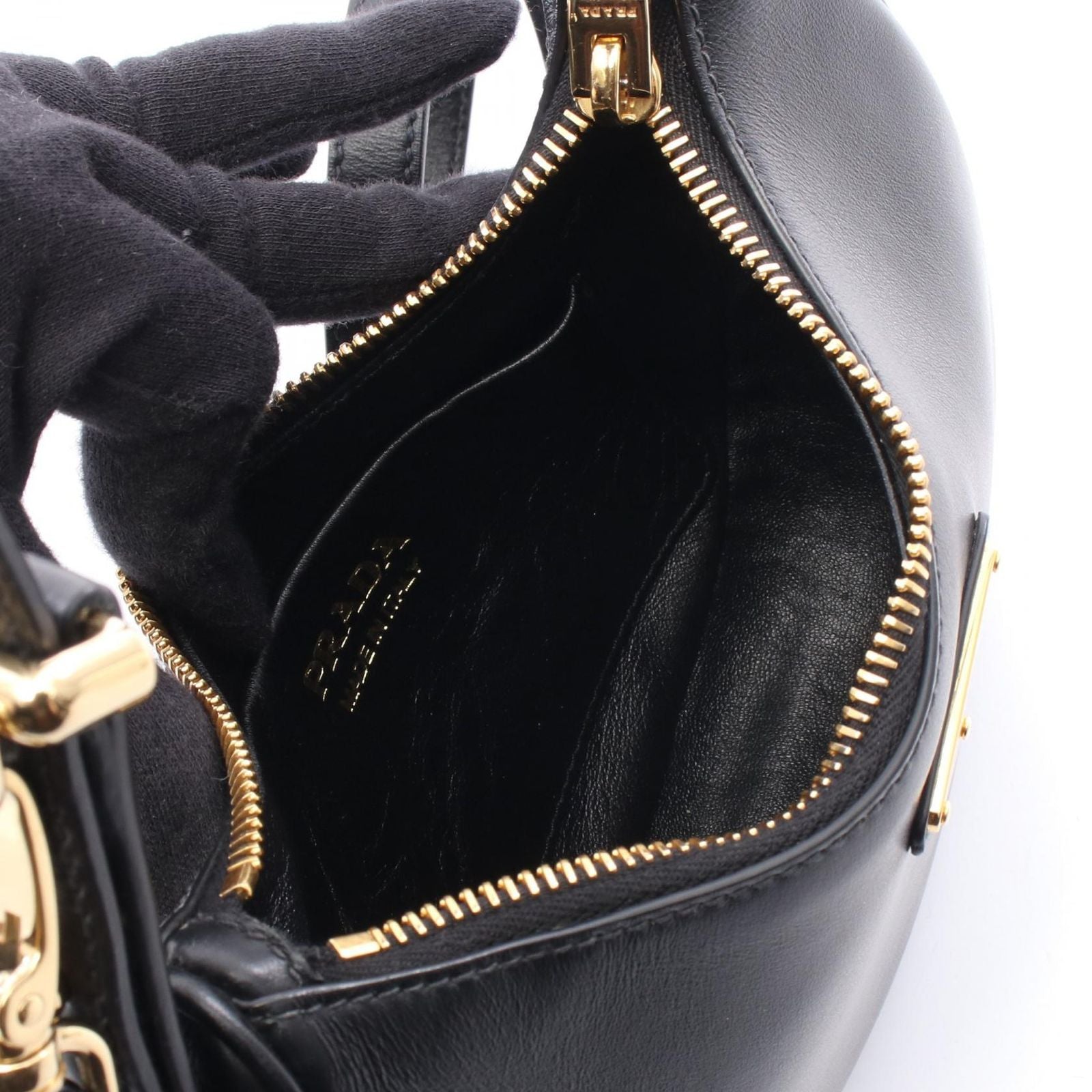Prada Handbag Soft Calf 2-Way Black Leather Small — view 3