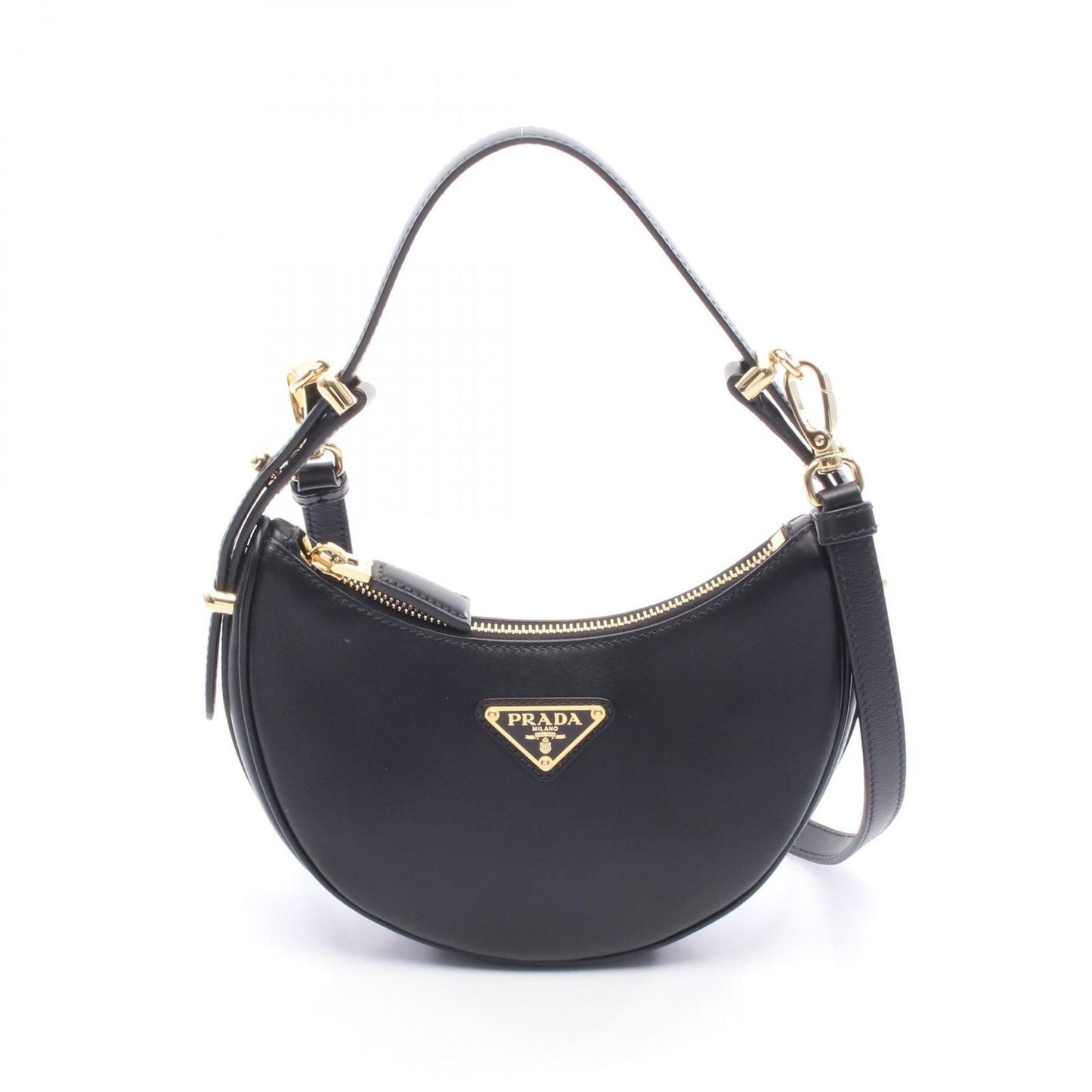 Prada Handbag Soft Calf 2-Way Black Leather Small