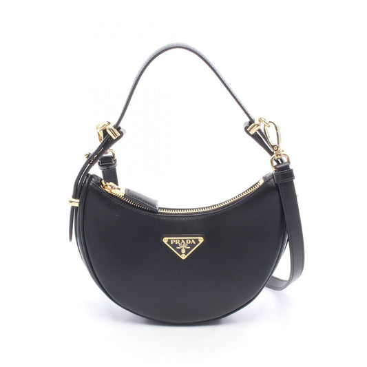 Prada Handbag Soft Calf 2-Way Black Leather Small