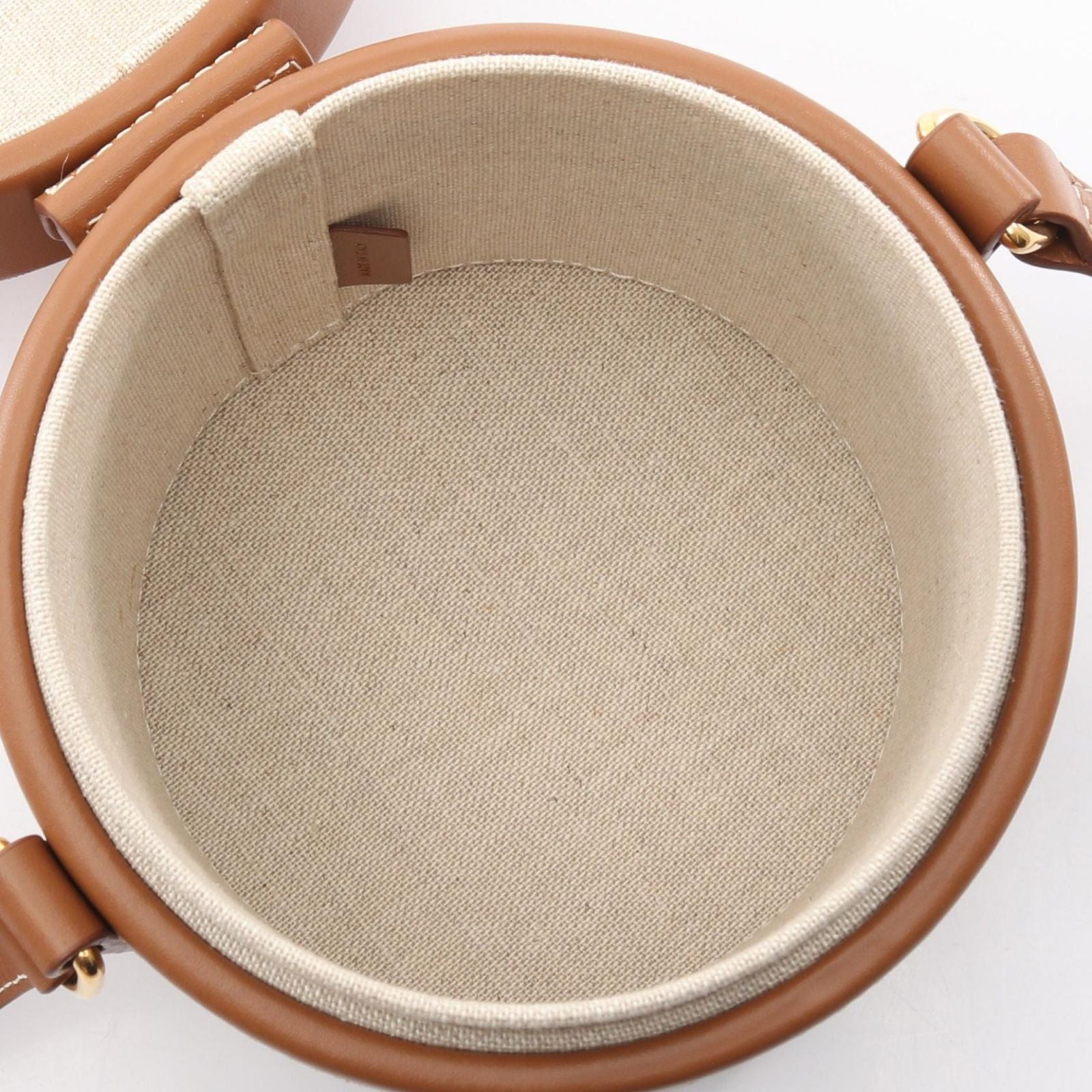 Celine Shoulder Bag Small Tambour Triomphe Red Beige Brown Canvas Leather — view 3