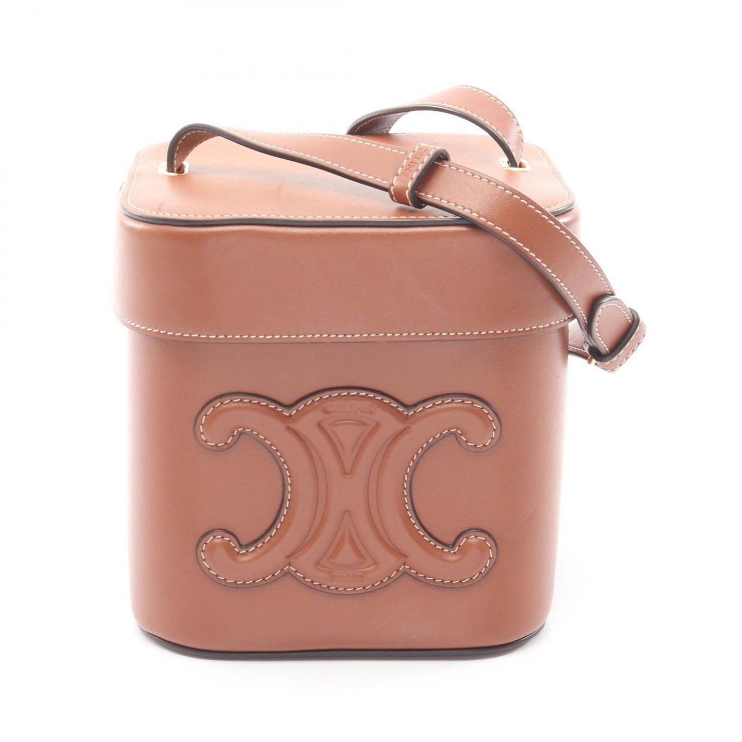 Celine Shoulder Bag Cuir Triomphe Box Tan Leather