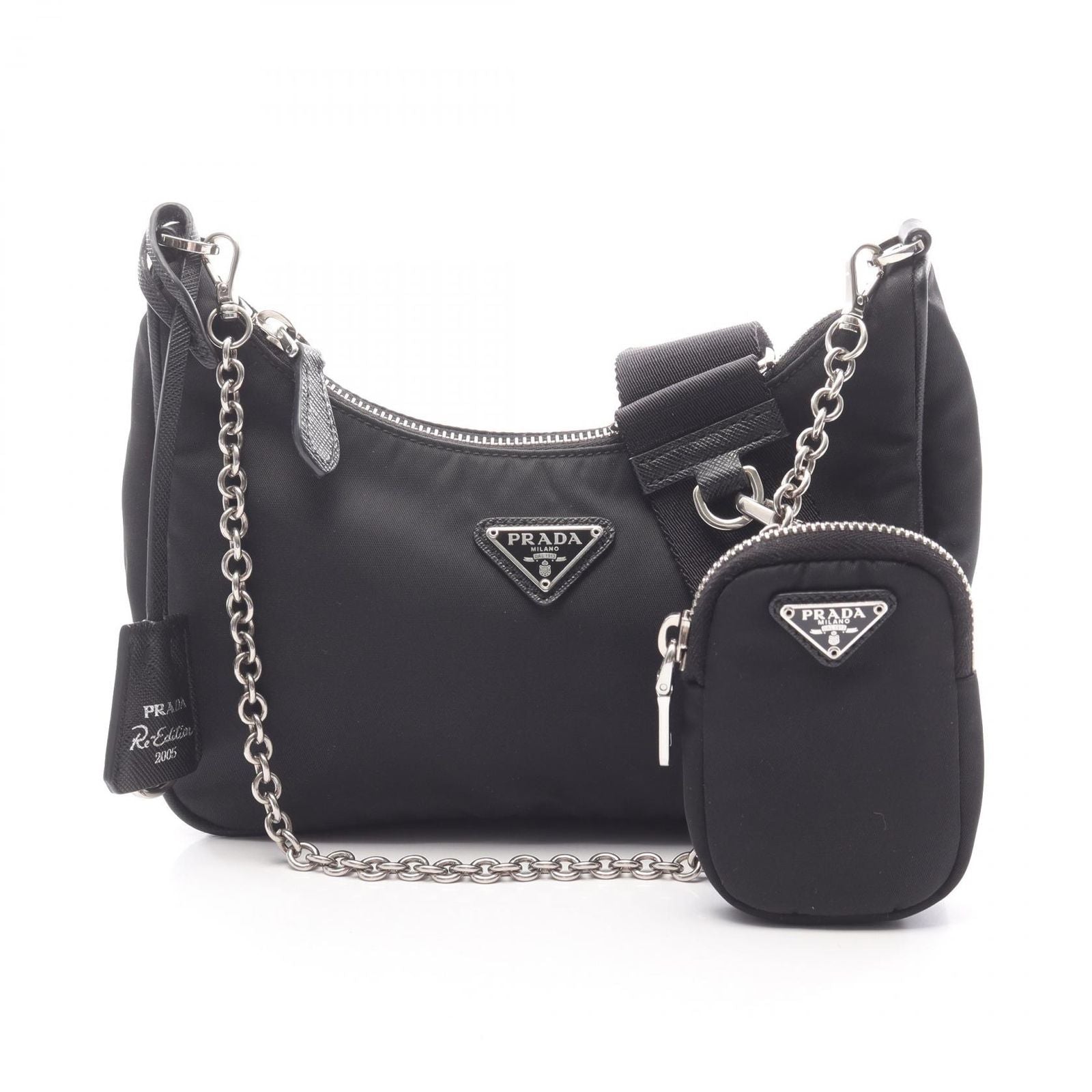 Prada Shoulder Bag Edition 2-Way Black Nylon Saffiano Leather