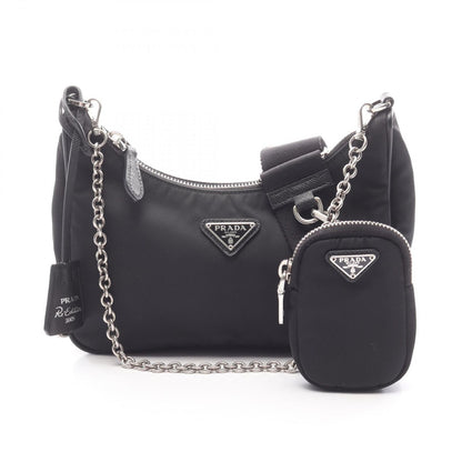 Prada Shoulder Bag Edition 2-Way Black Nylon Saffiano Leather