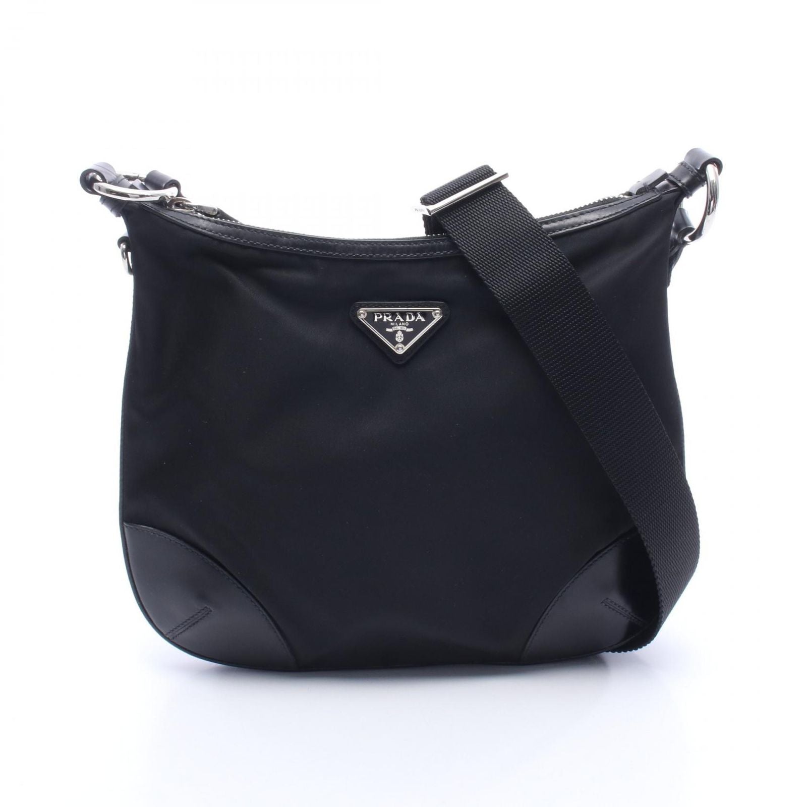 Prada Shoulder Bag Tessuto Light Black Nylon Leather