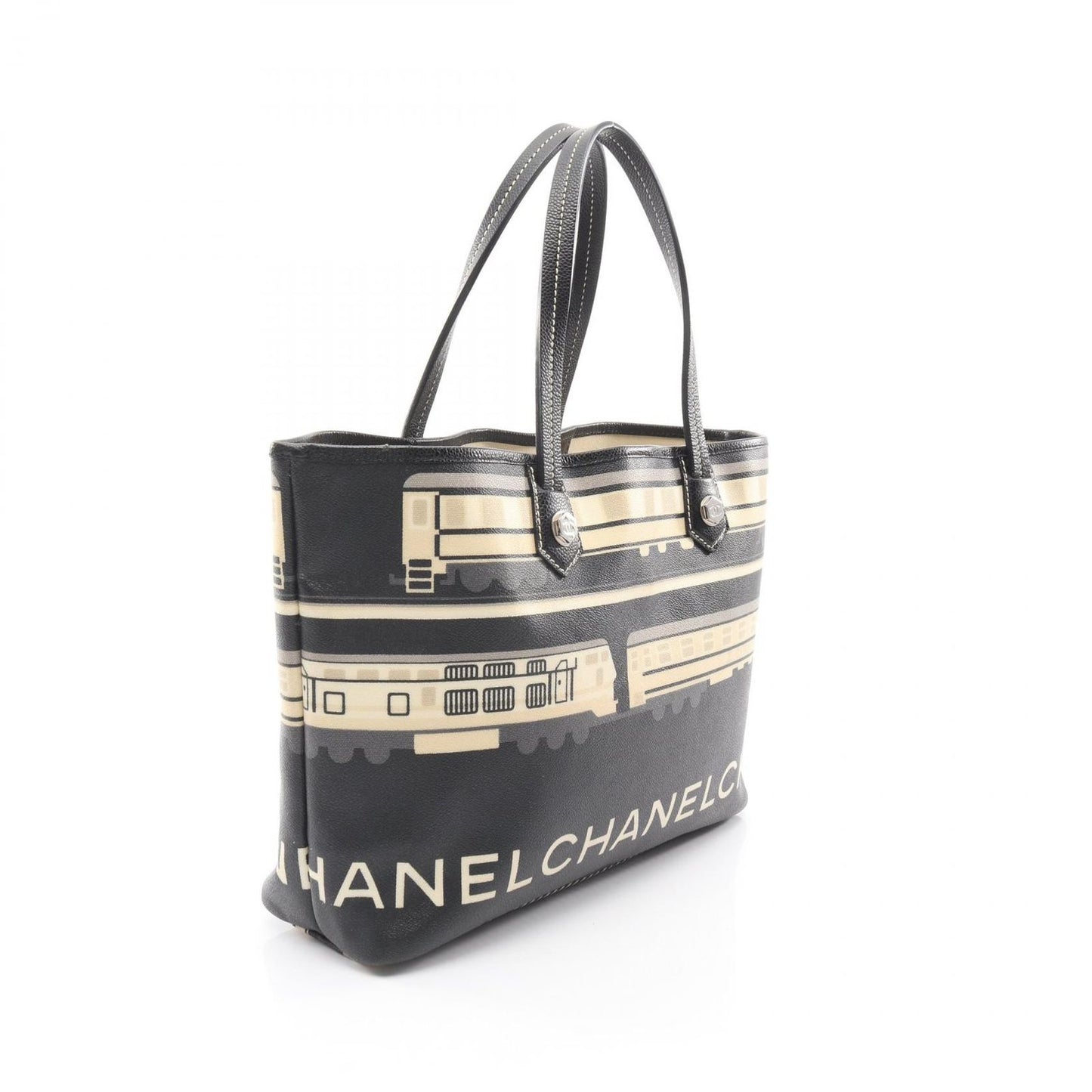 Chanel Tote Central Station Black Beige Canvas Leather — view 2