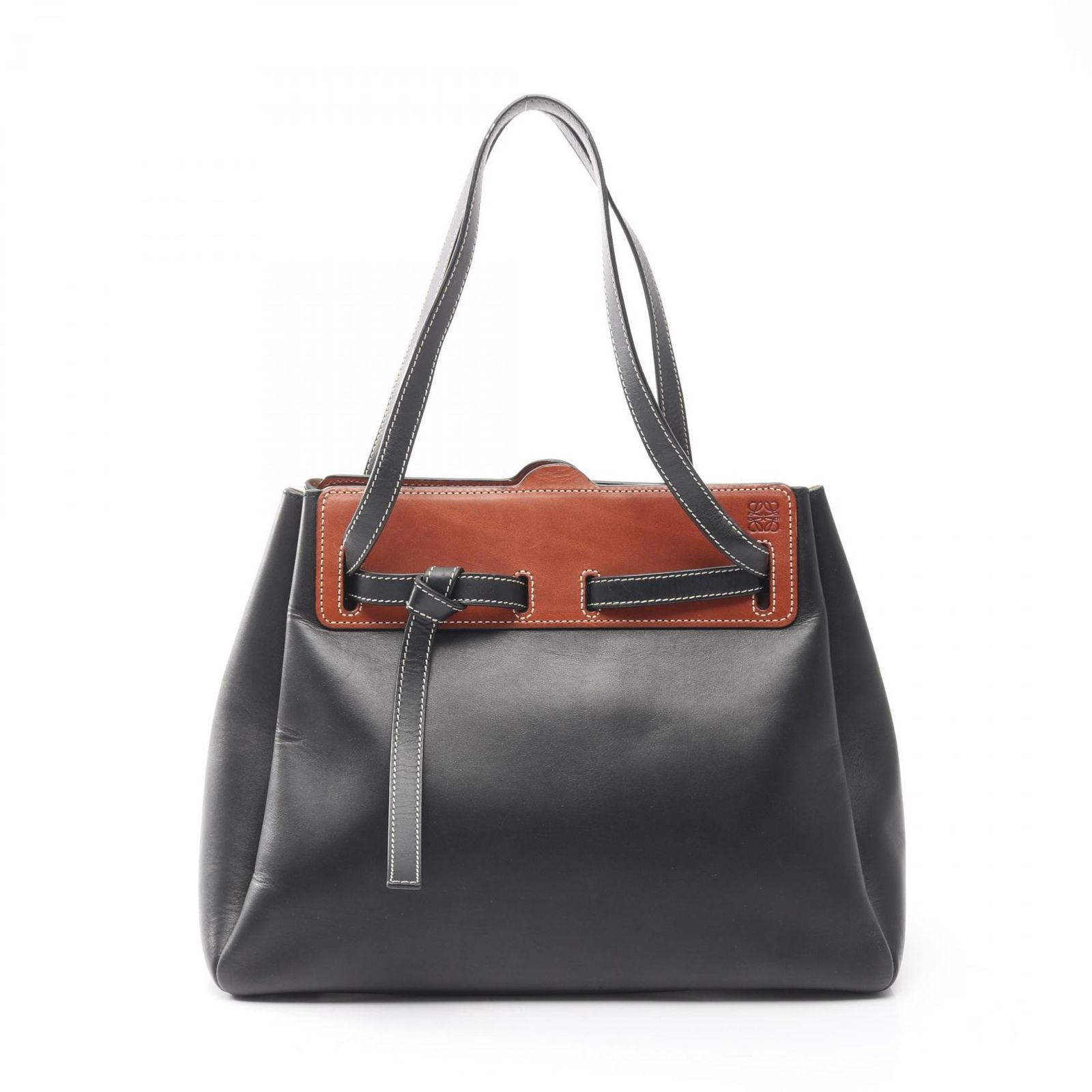 Loewe Tote Lazo Black Brown Leather