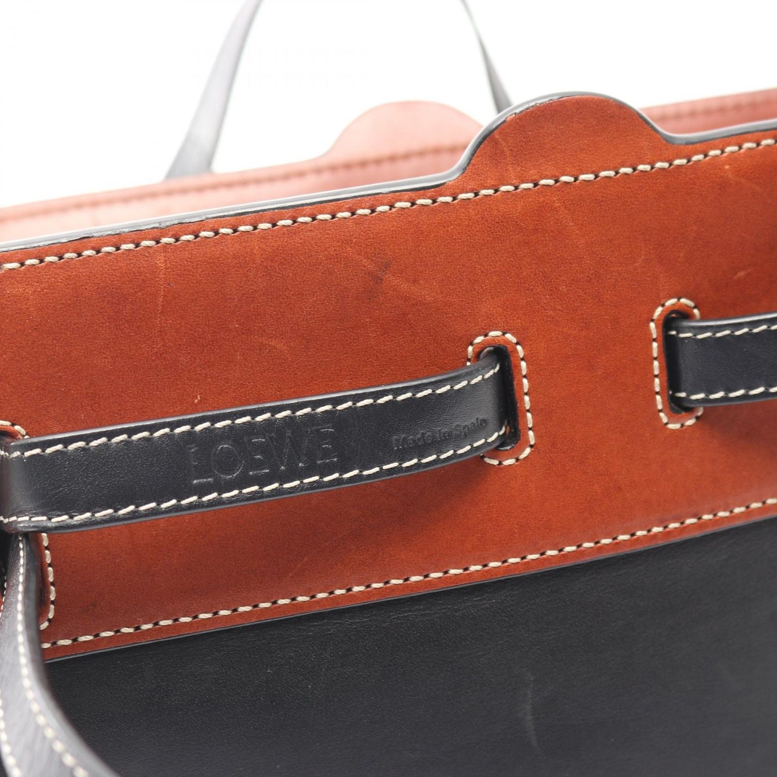 Loewe Tote Lazo Black Brown Leather — view 6