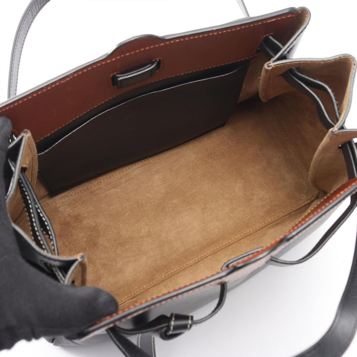 Loewe Tote Lazo Black Brown Leather — view 3