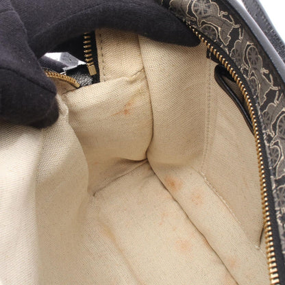Celine Shoulder Bag Saluki Gray Black Canvas Leather — view 6