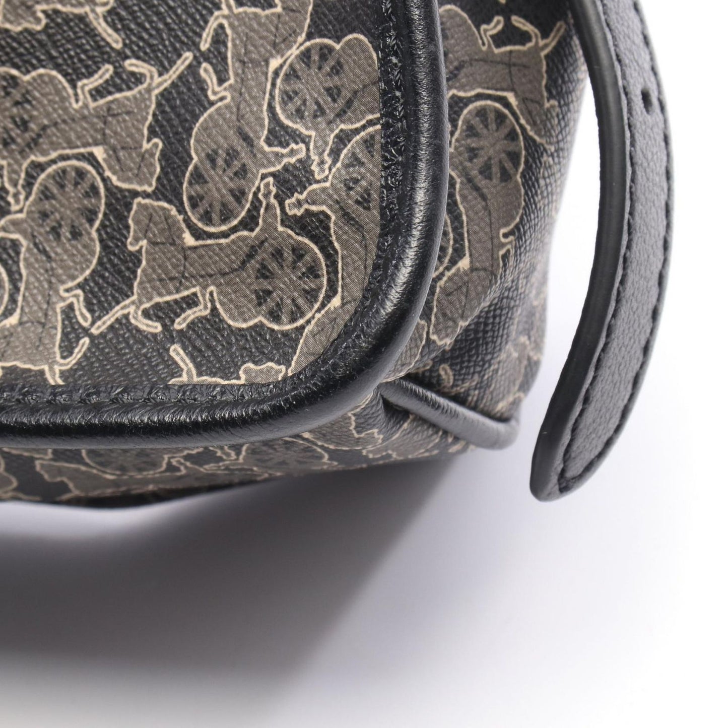 Celine Shoulder Bag Saluki Gray Black Canvas Leather — view 9