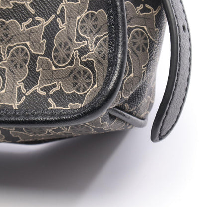 Celine Shoulder Bag Saluki Gray Black Canvas Leather — view 9