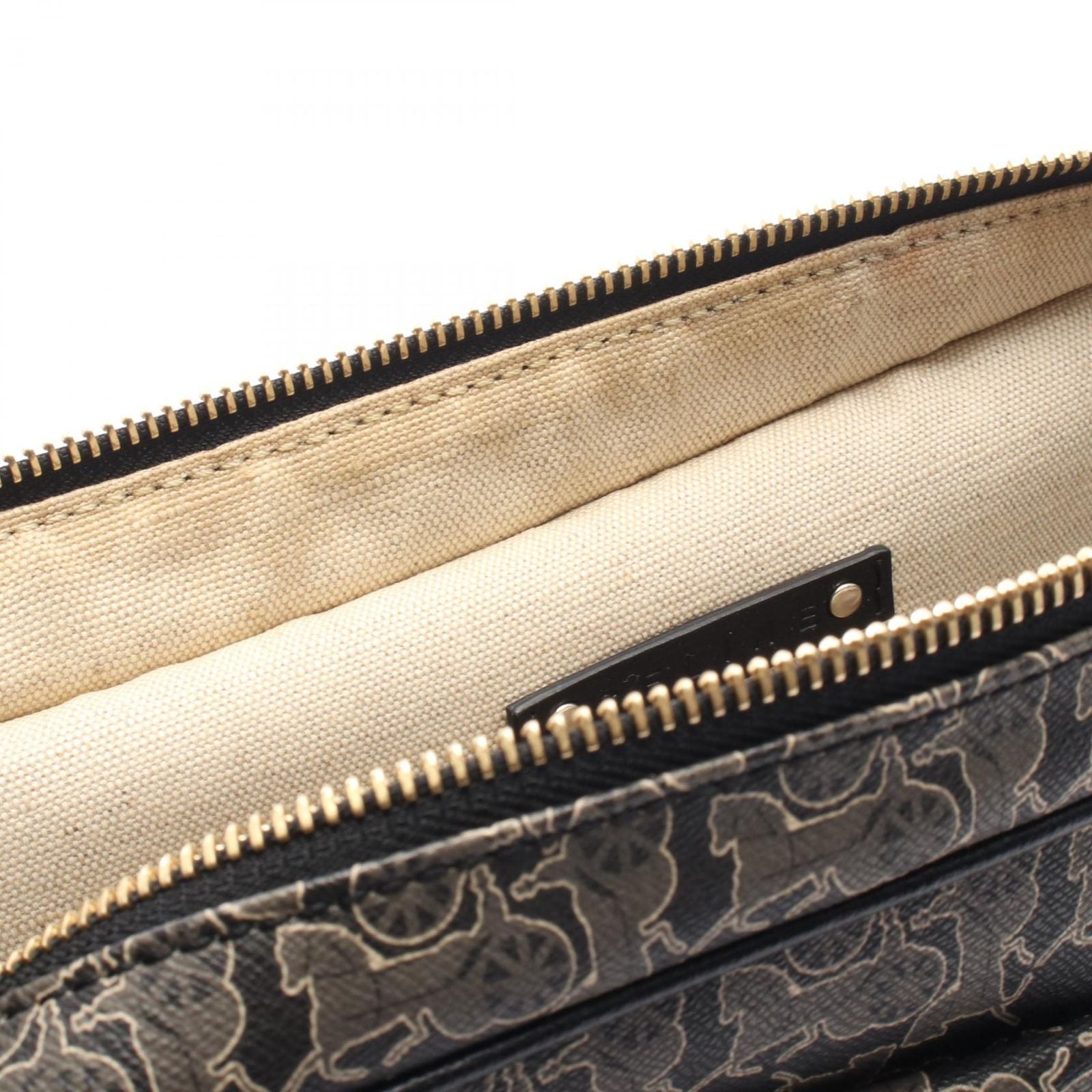Celine Shoulder Bag Saluki Gray Black Canvas Leather — view 7
