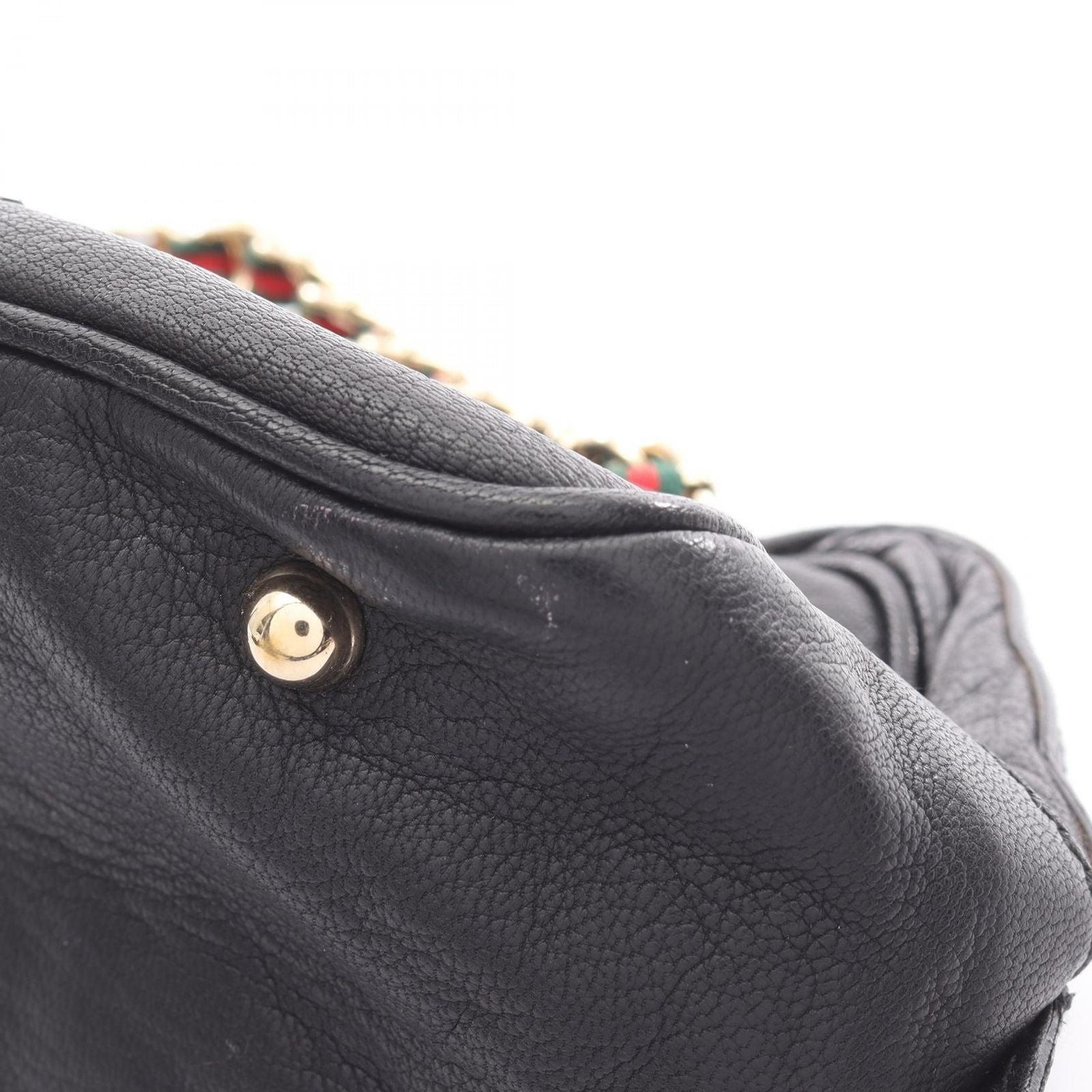 Gucci Shoulder Bag Sherry Line Black Leather Chain — view 7