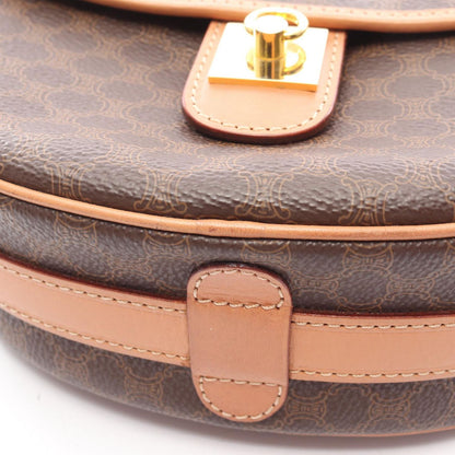 Celine Shoulder Bag Macadam Dark Brown Canvas Leather — view 5