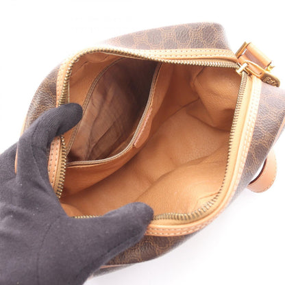 Celine Shoulder Bag Macadam Dark Brown Canvas Leather — view 3