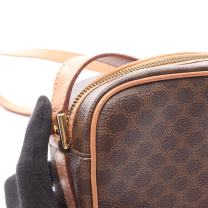 Celine Shoulder Bag Macadam Dark Brown Canvas Leather — view 8