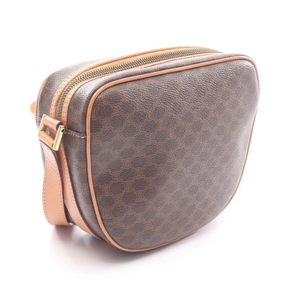 Celine Shoulder Bag Macadam Dark Brown Canvas Leather — view 2