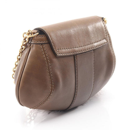 Gucci Shoulder Bag Bamboo Cles Brown Leather Chain — view 2