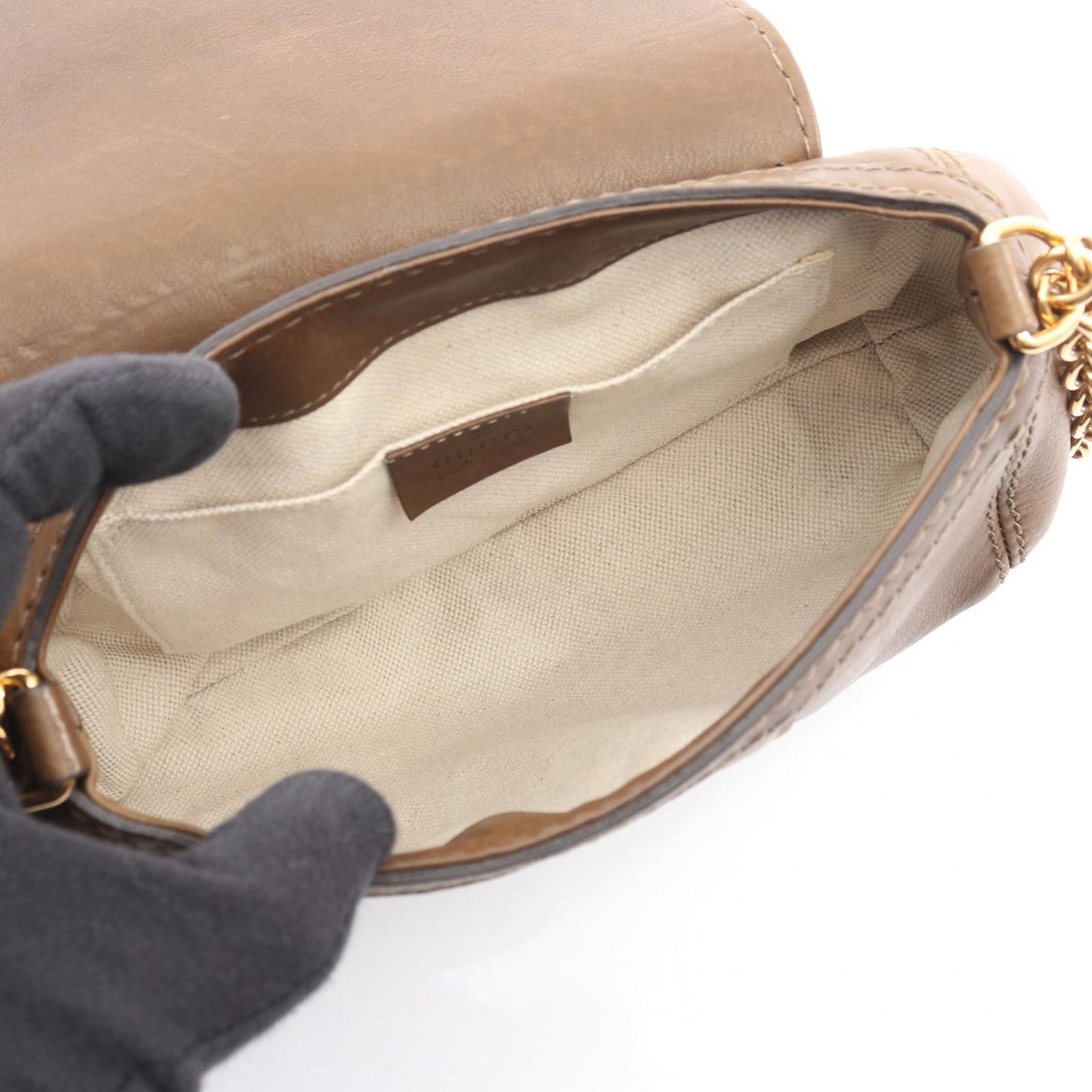 Gucci Shoulder Bag Bamboo Cles Brown Leather Chain — view 3