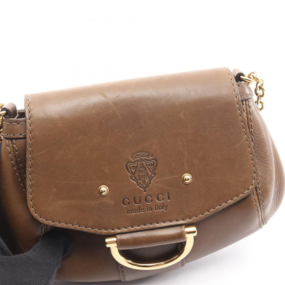 Gucci Shoulder Bag Bamboo Cles Brown Leather Chain — view 7