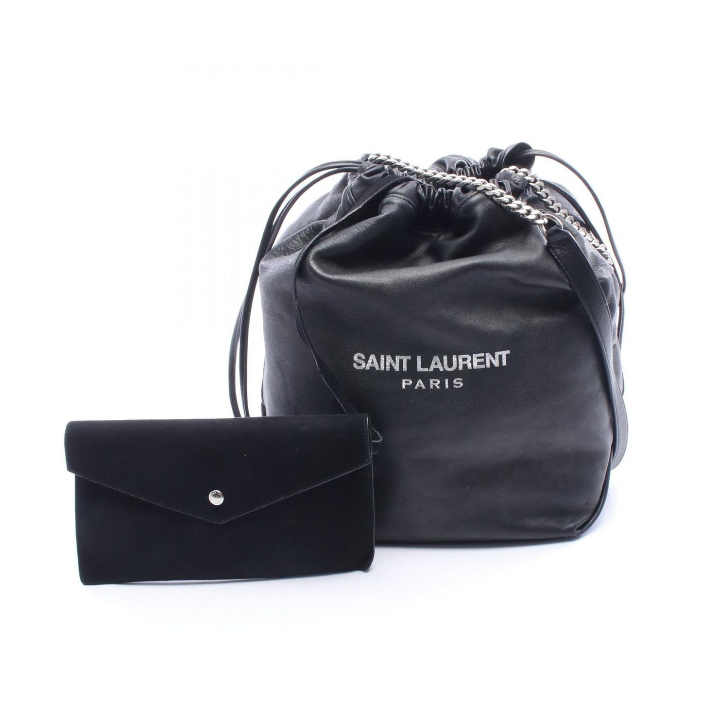 Saint Laurent Paris Shoulder Bag Teddy Drawstring Black Leather
