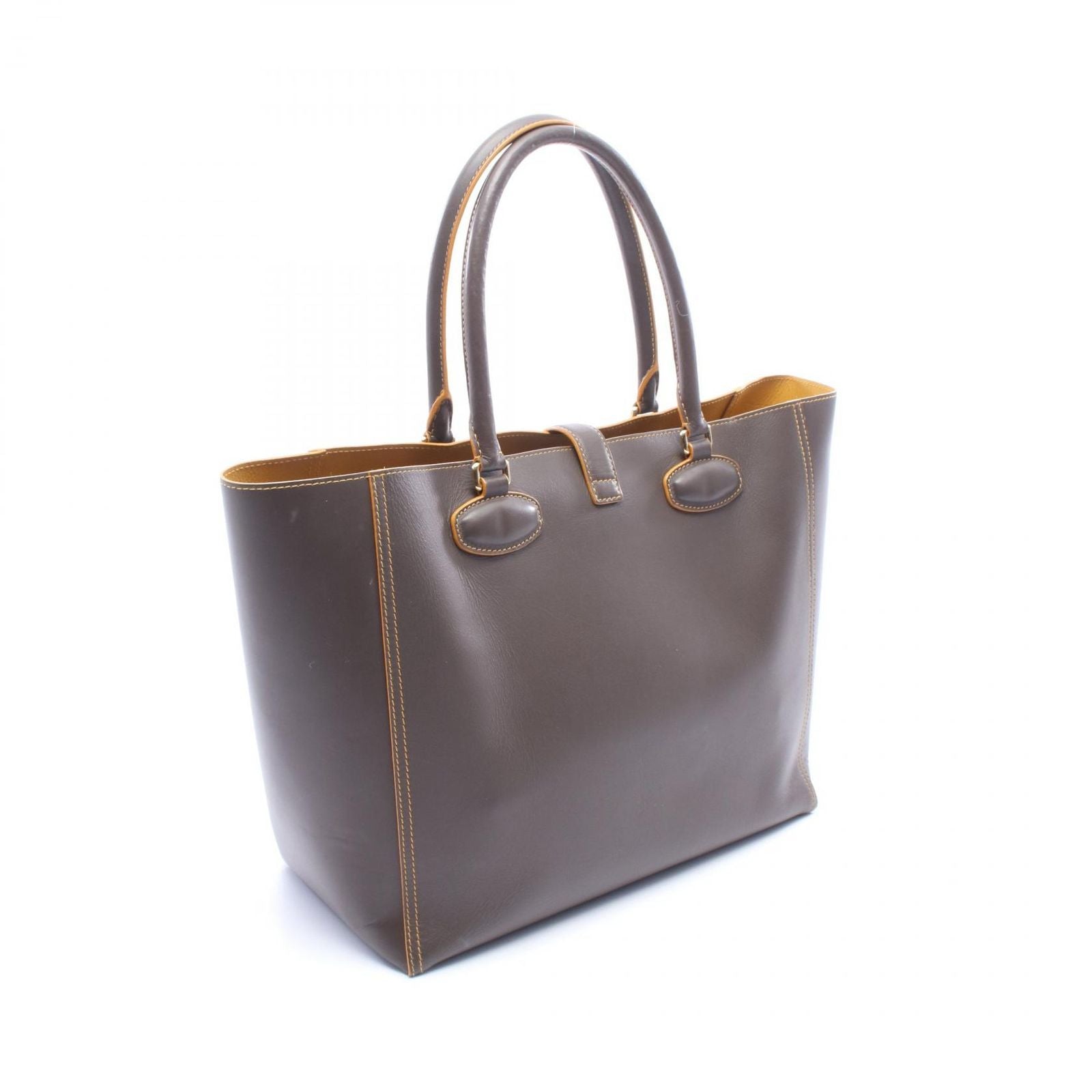 Loewe Tote Leo Dark Brown Yellow Leather Leo Anagram — view 2