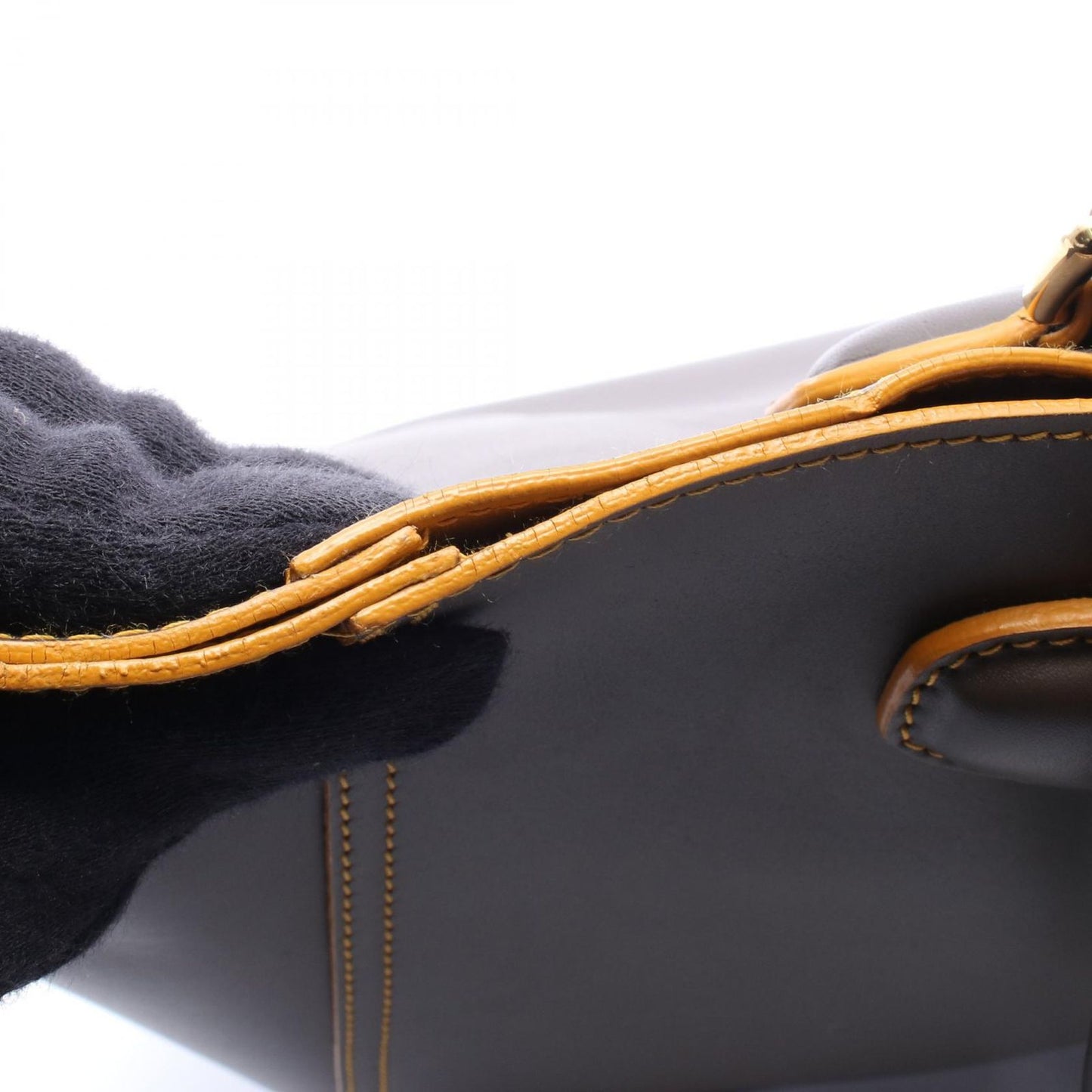 Loewe Tote Leo Dark Brown Yellow Leather Leo Anagram — view 5