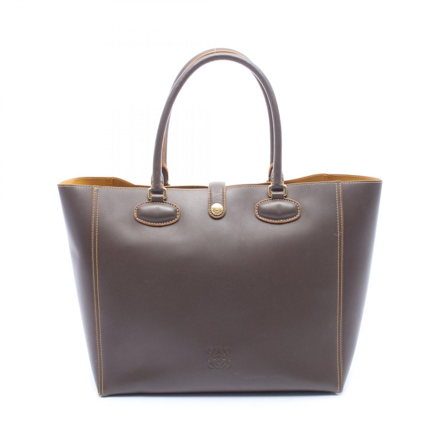 Loewe Tote Leo Dark Brown Yellow Leather Leo Anagram