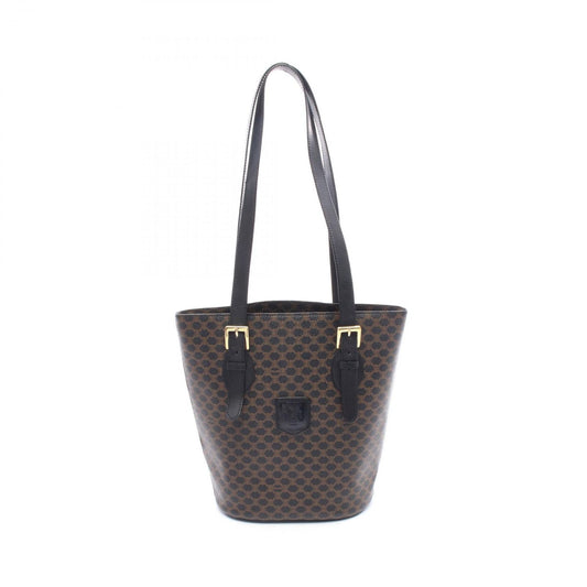 Celine Tote Macadam Black Dark Brown Canvas Leather