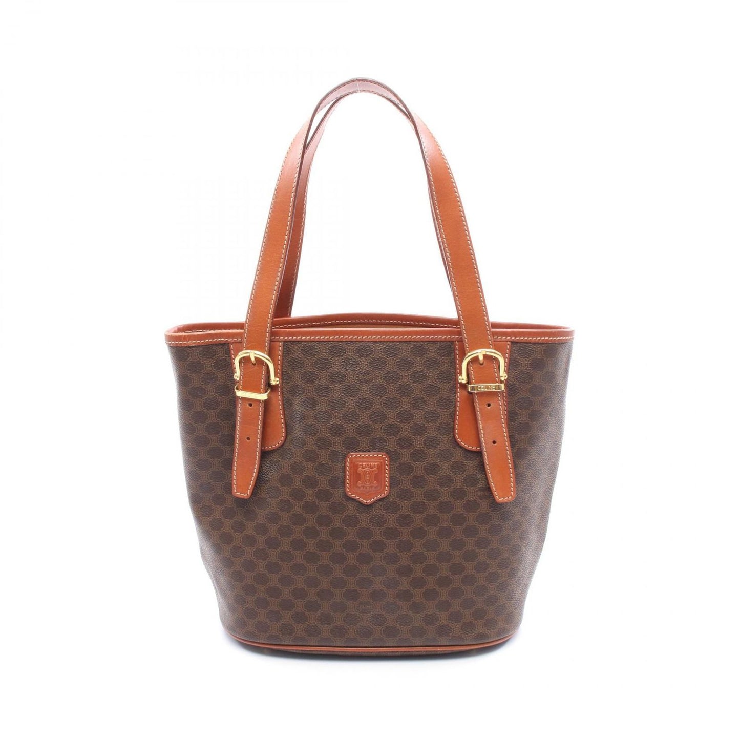 Celine Tote Macadam Dark Brown Canvas Leather