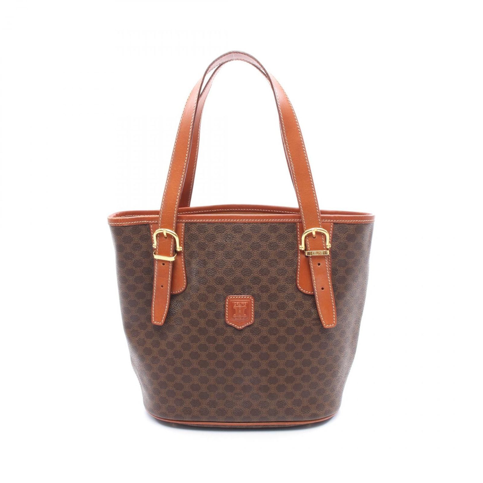 Celine Tote Macadam Dark Brown Canvas Leather