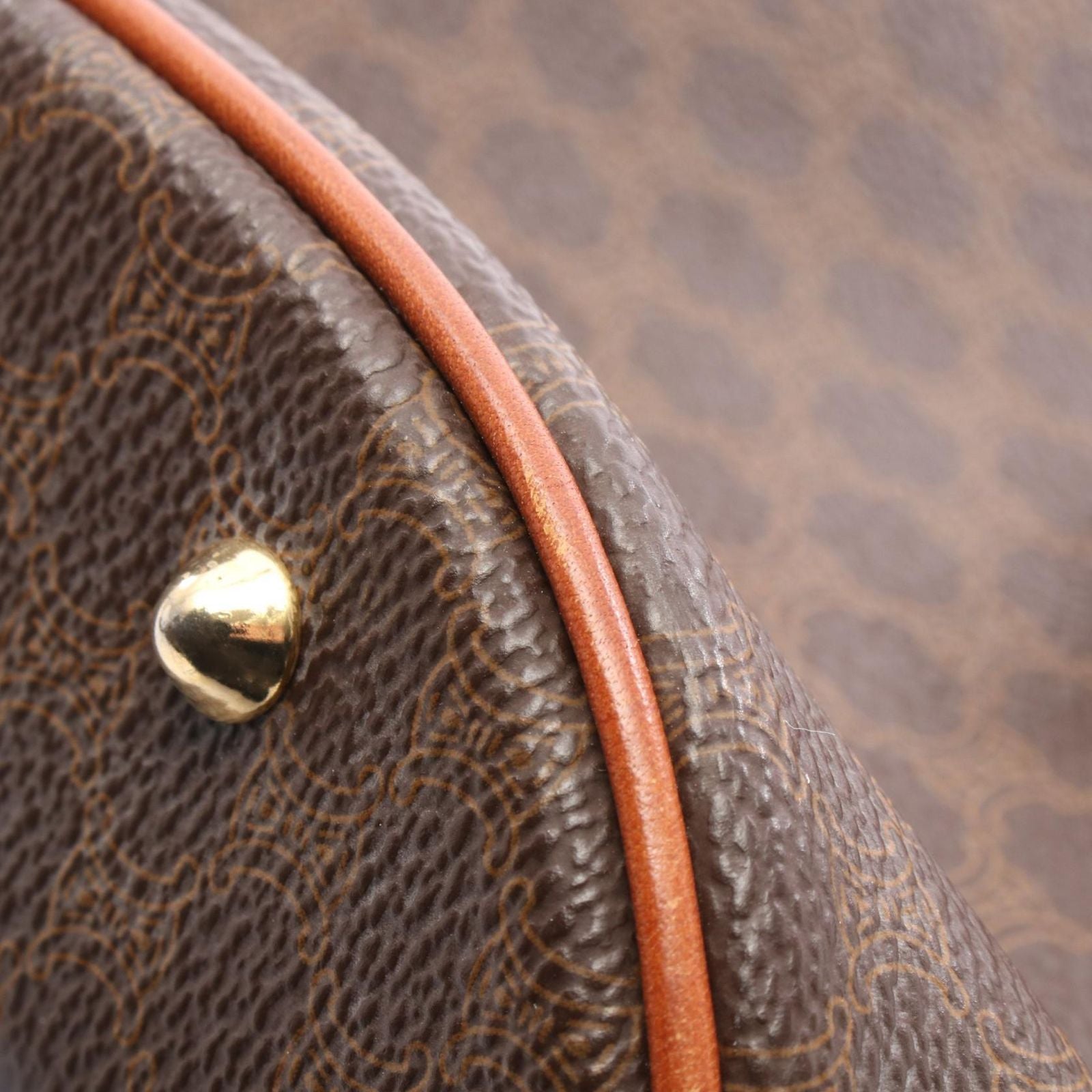 Celine Tote Macadam Dark Brown Canvas Leather — view 7