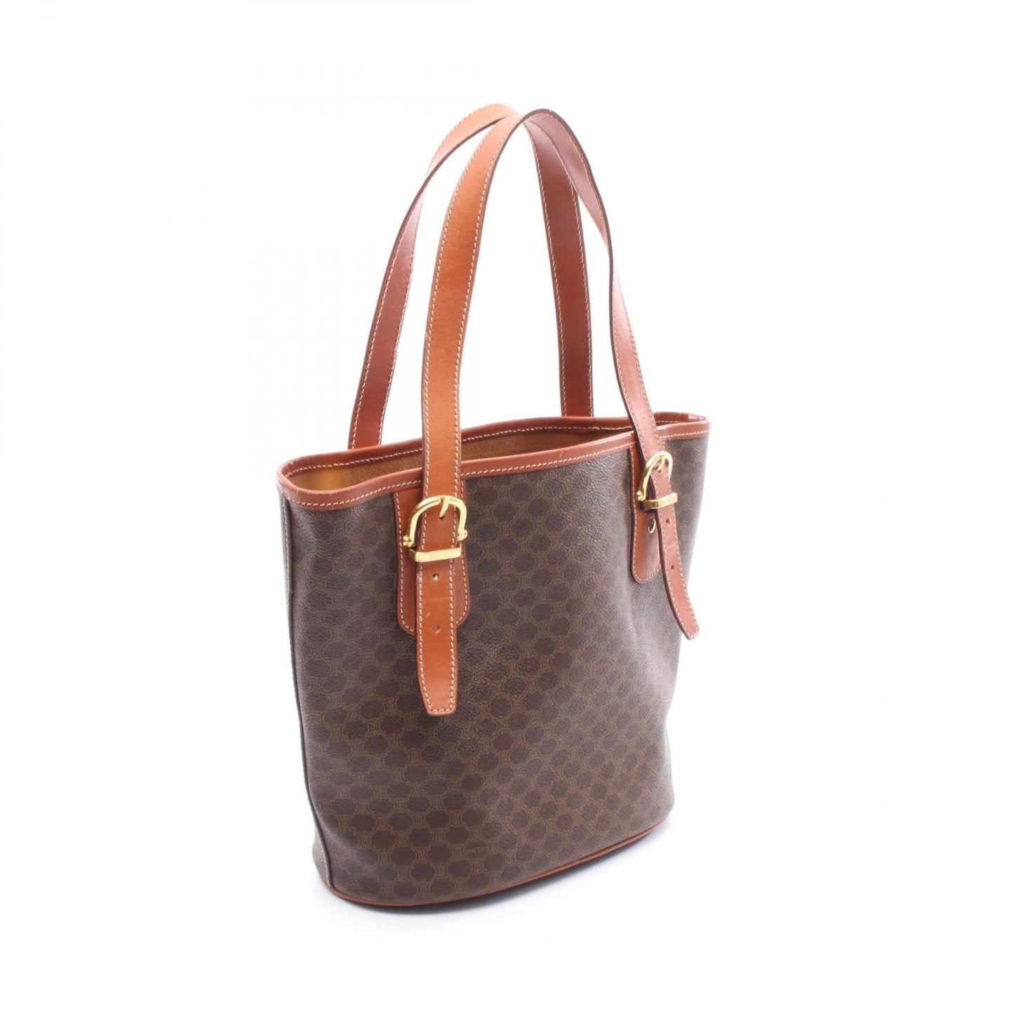 Celine Tote Macadam Dark Brown Canvas Leather — view 2