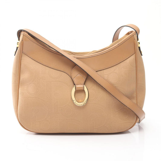 Dior Shoulder Bag Trotter Beige Canvas Leather Oval