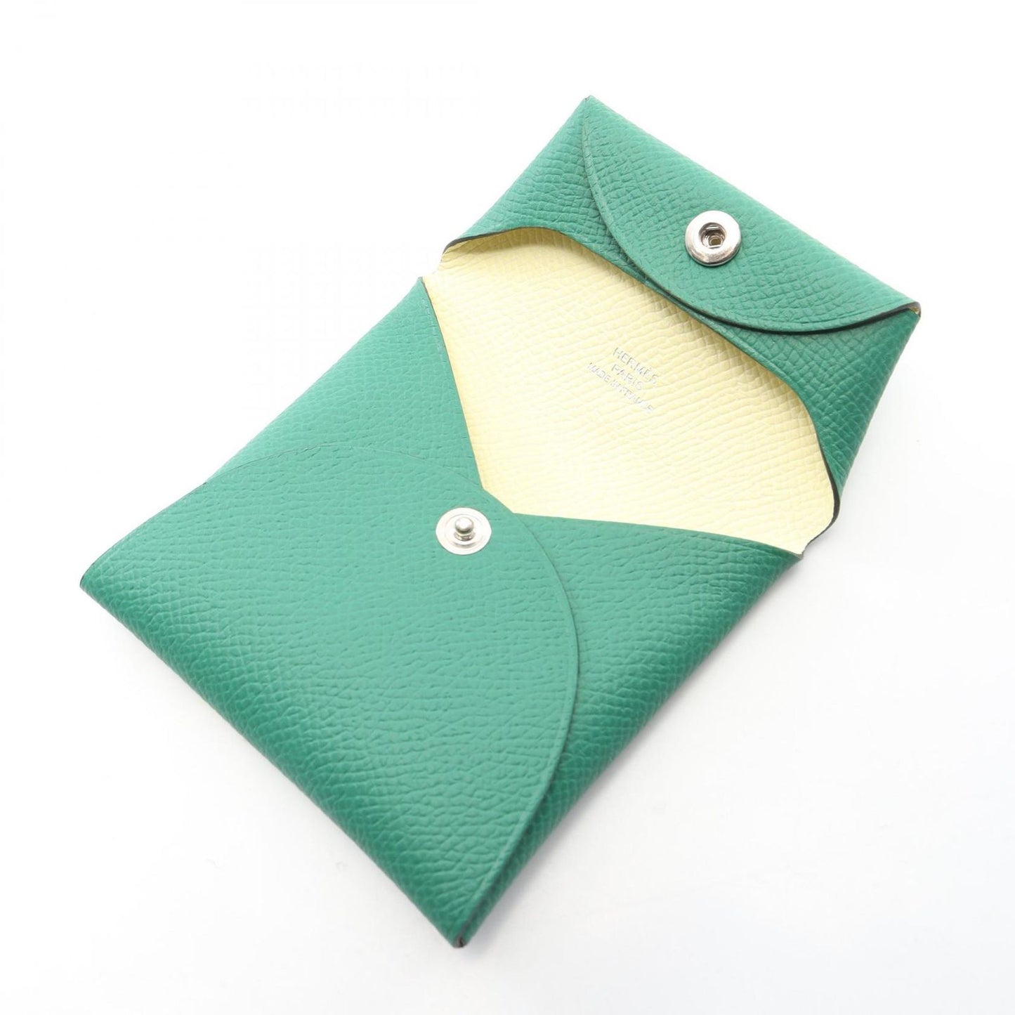 Hermes Coin Case Bastia Verso Vert Vertigo Jaune Poussin Leather — view 3