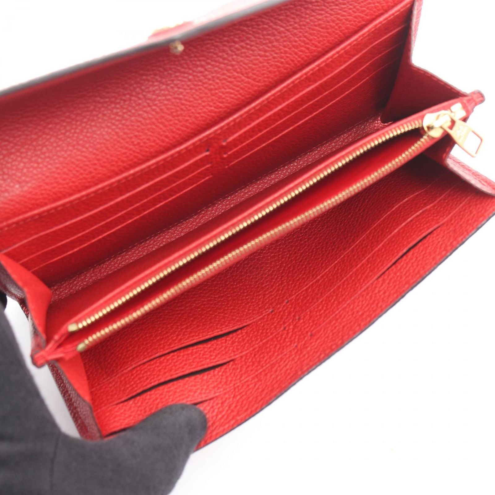 Louis Vuitton Bifold Wallet Portefeuille Sarah Cerise Leather — view 3